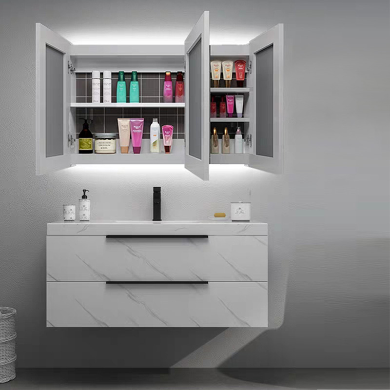 36" White Modern Bathroom Vanity With Mirror